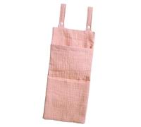 Borsa organizer da appendere al comodino con 2 tasche, tinta unita, motivo a cuore, per un facile accesso ai prodotti per bambini, borsa da appendere di grande capacità