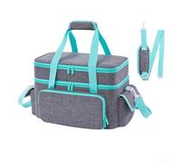 Borsa organizer da cucito a doppio strato con 2 tasche staccabili, supporti elastici, divisori regolabili e tracolla per riporre fili e attrezzi