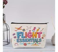Borsa organizer da viaggio compatta e pieghevole, organizer per oggetti essenziali, per le vacanze, per il trucco, con icone dell'aeroporto, bianco, One size fits all, Tempo libero