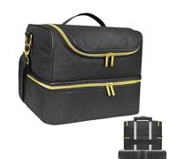 Borsa organizer da viaggio per smalti, a doppio strato, contiene 60 flaconi e una lampada UV per unghie, Nero , Refer to description, Unisex