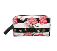 Borsa organizer da viaggio stampata a fiori bianchi e neri, custodia ad alta densità con schiuma protettiva per elettronica