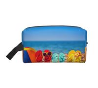 Borsa organizer da viaggio stampata con infradito su una spiaggia sabbiosa, custodia ad alta densità con schiuma protettiva per elettronica