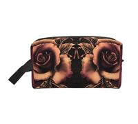 Borsa organizer da viaggio stampata con rose gotiche, custodia ad alta densità con schiuma protettiva per elettronica