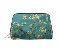 Borsa organizer per articoli da toeletta in pelle con fiori di mandorlo, borsa da viaggio per trucco da donna, Argento, Taglia unica, Beauty case