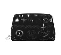 Borsa organizer per articoli da toeletta in pelle nera con stampa con simboli Supernatural per i viaggi, per donne, Argento, Taglia unica, Beauty case