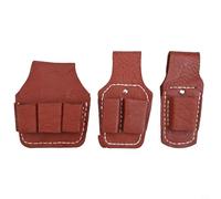 Borsa organizer per attrezzi da elettricista, in pelle, per pinze e piccoli utensili manuali, con supporto per cintura, marrone, confezione da 3