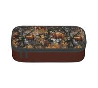 Borsa organizer per cancelleria resistente con cerniera per bambini che cercano cervi orso alce stampa astuccio per forniture per ufficio.