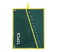 Borsa Organizer Per Chiave Inglese, Tela Resistente con 6/8/10/12/14/25 Tasche, Strumento Chiave Inglese, Borsa Portaoggetti Arrotolabile Verde Per Portachiave a Pinza Per Chiave Inglese(12PCS)
