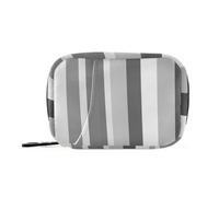 Borsa organizer per medicinali a righe grigie con scomparti staccabili, riutilizzabile, portatile, organizer per pillole per portafoglio