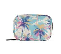 Borsa organizer per medicinali con palma tropicale colorata con scomparti staccabili, borsa da viaggio portatile per medicine per borsa