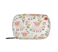 Borsa organizer per medicinali con pecore dolci in stile cartone animato, con scomparti staccabili, organizer portatile per pillole per borsa