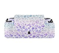 Borsa organizer per passeggino con motivo leopardato, universale, con 2 portabevande, cinghie regolabili e ganci per passeggino, adatta per bottiglie, pannolini, telefoni cellulari, giocattoli, viola.