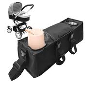 Borsa organizer per passeggino, tasca di fissaggio sicura, spaziosa borsa per pannolini con cinghie di fissaggio, porta bottiglia d'acqua integrato per viaggi di golf, gite al parco, viaggi in aereo e