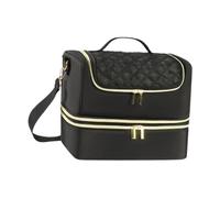 Borsa organizer per smalti a doppio livello per olio essenziale manicure set da viaggio nero, Nero , 30x22x25cm