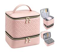 Borsa organizer per smalti, a doppio strato, grande valigetta per nail art, per 30 bottiglie e 1 lampada per unghie, set per manicure
