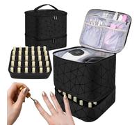 Borsa organizer per smalti, grande borsa per il trucco, contiene 30 bottiglie, a doppio strato, borsa da viaggio, portatile, per smalti, strumenti per manicure, Nero , Refer to description, Unisex