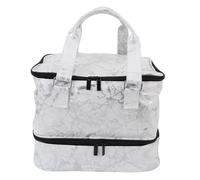 Borsa organizer per smalto a doppio strato In pelle PU resistente all'acqua, contiene 42 bottiglie Custodia portatile per smalto per viaggi e uso professionale Bianco 23x24x28 cm