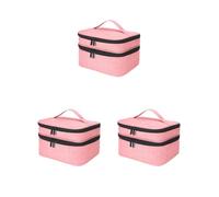 Borsa organizer per smalto resistente e portatile, regalo per gli appassionati di unghie, facile da trasportare, in poliestere, con base nera a foglia, Set da 3 (rosa), as description