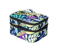 Borsa organizer per smalto resistente e portatile, regalo per gli appassionati di unghie, facile da trasportare, in poliestere, con base nera a foglia, Congedo Base Blu Profondo, as description