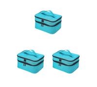 Borsa organizer per smalto resistente e portatile, regalo per gli appassionati di unghie, facile da trasportare, in poliestere, con base nera a foglia, Set da 3 (celeste), as description