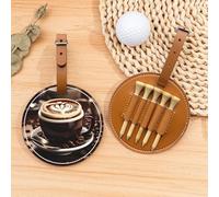 Borsa organizer per tee da golf con chicco di caffè, portatile, protezione marrone per accessori da campo da golf, clip da cintura con bottone in metallo