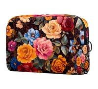 Borsa organizer per trucchi colorata con palla da rugby, astuccio per cosmetici, borsa da toilette portatile per donne e uomini, Multicolore 02, 18.5x7.5x13cm/7.3x3x5.1in