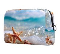 Borsa organizer per trucchi con squali carini e galleggianti in piscina, per le vacanze, per matite, cosmetici, borsa portatile per articoli da toeletta per donne e uomini, Multicolore 06