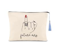 Borsa organizer per trucchi e cosmetici, con nappa blu, regalo per donne e madri d'onore, regalo pre-matrimonio per donne, Futuro signora
