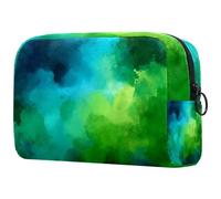 Borsa organizer per trucchi estetica pastello pesca verde salvia e bianco con motivo a rombi astuccio per cosmetici borsa portatile per articoli da toeletta per donne e uomini, Multicolore 04