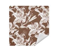 Borsa organizer per trucco in panno per obiettivo fotocamera borsa per trucco autoadesiva involucro 13,8 x 13,8 involucro per articoli da toeletta, Fiori di giglio marrone cioccolato, 21.7x21.7in