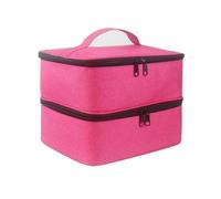 Borsa organizer portatile a doppio strato per smalti, con strumenti per manicure, ad alta capacità, per il pranzo (rosa acceso, taglia unica), Rosa acceso, Taglia unica