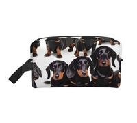 Borsa organizer portatile per cosmetici con stampa di bassotto Weiner, borsa grande capiente