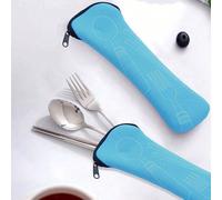 Borsa organizer portatile per posate con cerniera, borsa riutilizzabile per la conservazione di forchette, cucchiai, coltelli e bacchette, perfetta per viaggi, campeggio, picnic, scuola, casa e uffici