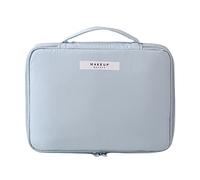 Borsa organizer portatile per trucco con divisori e maniglia Custodie per il trucco Custodia con cerniera Borsa cosmetica da viaggio Semplice scatola di immagazzinaggio alla moda borsa protettiva