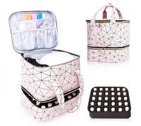 Borsa Organizer Smalti per Smalto, BYLife Doppio Strato Smalti Organizer per Unghie 30 Flaconi(15 ml), Valigetta Trucchi Beauty Case Donna Manicure Valigetta per unghie Organizzatore Trucchi