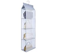 Borsa Organizzatore Armadio con 4 Tasche Traspiranti Storage Bag Organizer per Armadio Camera da Letto con Gancio per Borsetta Zaino 40 * 18 * 130 cm