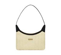 Borsa Paglia Donna Estiva con Pochette - Borsa a Spalla Piccola Mare Elegante Borsetta Tote Shopper Bag in Stile Naturale, Perfetta per Spiaggia, Shopping o Viaggio (Nero-2)
