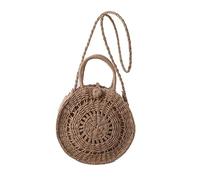 Borsa Paglia Estate Scava Fuori Borse Di Paglia for Le Donne Borsa Da Spiaggia A Tracolla Moda E Borsette A Design(Khaki shoulder bag)