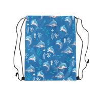 Borsa Palestra Dolphin Cute Ocean Animals Cartoon Coral Coastal Sealife Underwater Landscape Borsa con Coulisse Regolabile Zaini Sportivi Vita Quotidiana per Viaggi Donna Escursionismo
