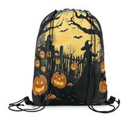 Borsa Palestra Halloween Style Pumpkin Lantern Moon Borsa con Cordoncino Pieghevole Zaini Donna per Shopping Campeggio Yoga