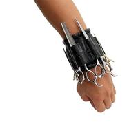 Borsa Parrucchiere Borsa for forbici da parrucchiere in pelle bovina con 5 tasche, borsa barbiere, marsupio, for toelettatura di animali domestici, professionali(A)