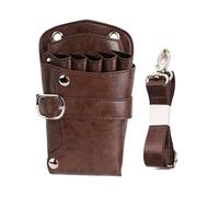 Borsa Parrucchiere Borsa for forbici for capelli in pelle PU, borsa for parrucchiere, con clip for rivetti, cintura a tracolla(Brown)