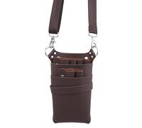 Borsa Parrucchiere Custodia in pelle PU con cintura regolabile for riporre strumenti da parrucchiere, forbici, clip, fondina, pettini, alta capacità(Coffee)