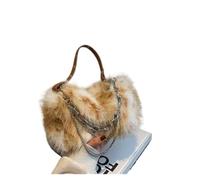 Borsa Pelliccia Borsa a tracolla piccola da donna, borsa alla moda autunno inverno for le donne, borse di peluche, della spesa con catena carina, a(Brown)