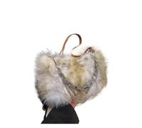 Borsa Pelliccia Borsa a tracolla piccola da donna, borsa alla moda autunno inverno for le donne, borse di peluche, della spesa con catena carina, a(Khaki)