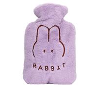 Borsa per Acqua Calda, Borsa per Acqua Calda da 1 Litro con Copertura in Peluche, Bocca Larga, Tappo Filettato Grande, Borsa per Acqua Calda Antiscivolo per Viaggi in Ufficio, Camera da Letto(Viola)