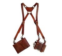 Borsa per ascelle in pelle medievale, borsa per ascellare, con doppia spalla, nascosta, regolabile, per uomo e donna, per viaggi all'aperto, Marrone