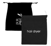 Borsa per Asciugacapelli in Tela Chiusura a Corda, 2 Pezzi | Colore Nero, per Viaggio e Guest House, Organizza Accessori Hairstyling, Formato Pratico Colore Casuale