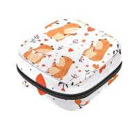 Borsa per assorbenti con cerniera, morbida borsa per assorbenti mestruali, borsa per assorbenti igienici, capibara con cuore floreale