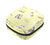 Borsa per assorbenti con cerniera, morbida borsa per assorbenti mestruali, gatto non si muove, colore giallo brillante, per assorbenti igienici, borsa porta tamponi